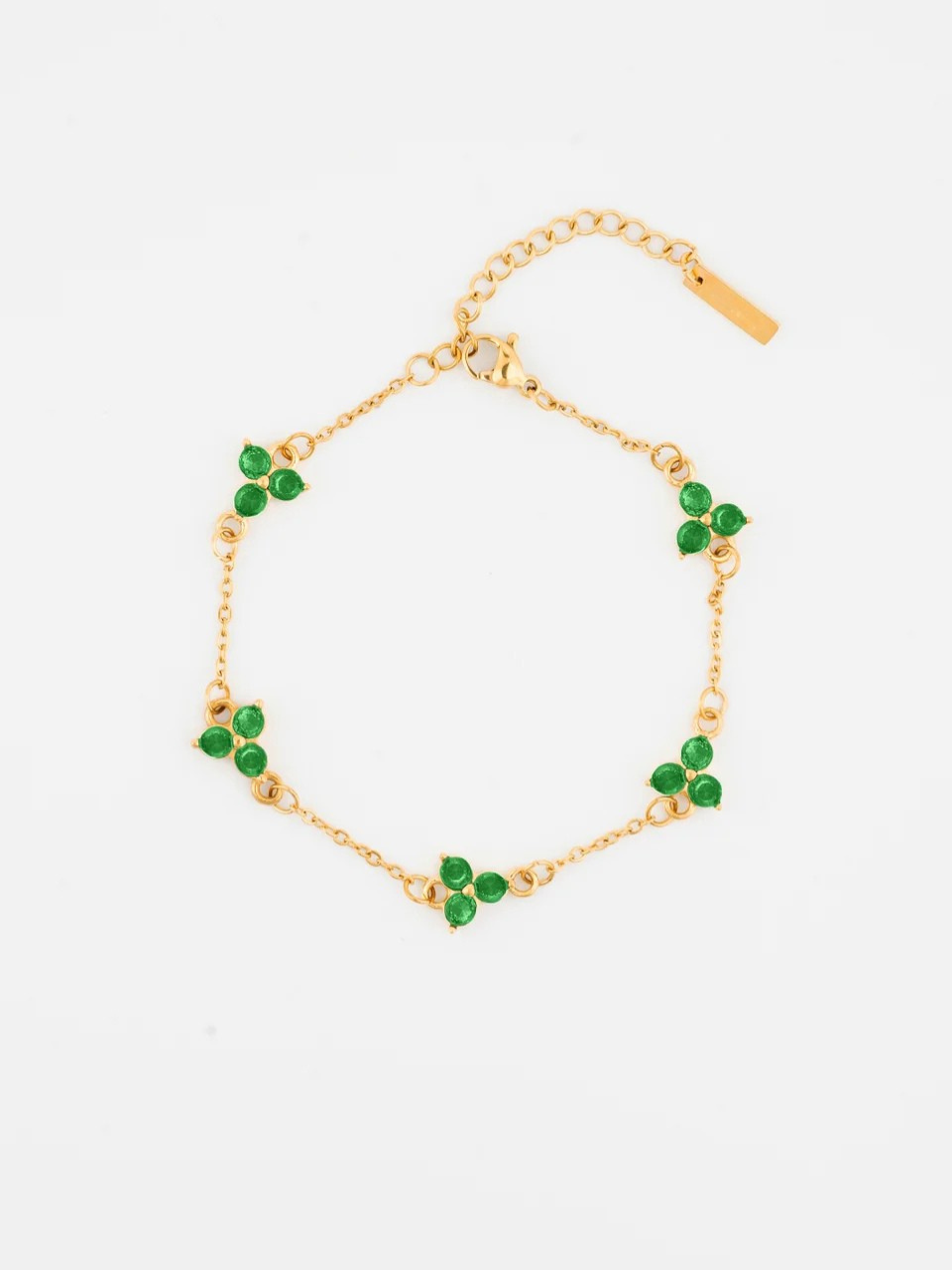 GREEN CLOVER BRACELET | GOLD