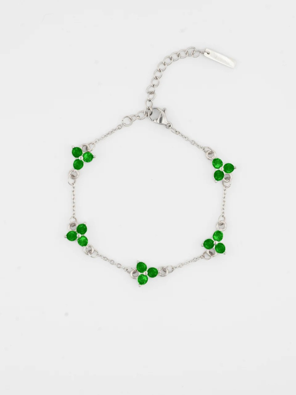 GREEN CLOVER BRACELET | SILVER