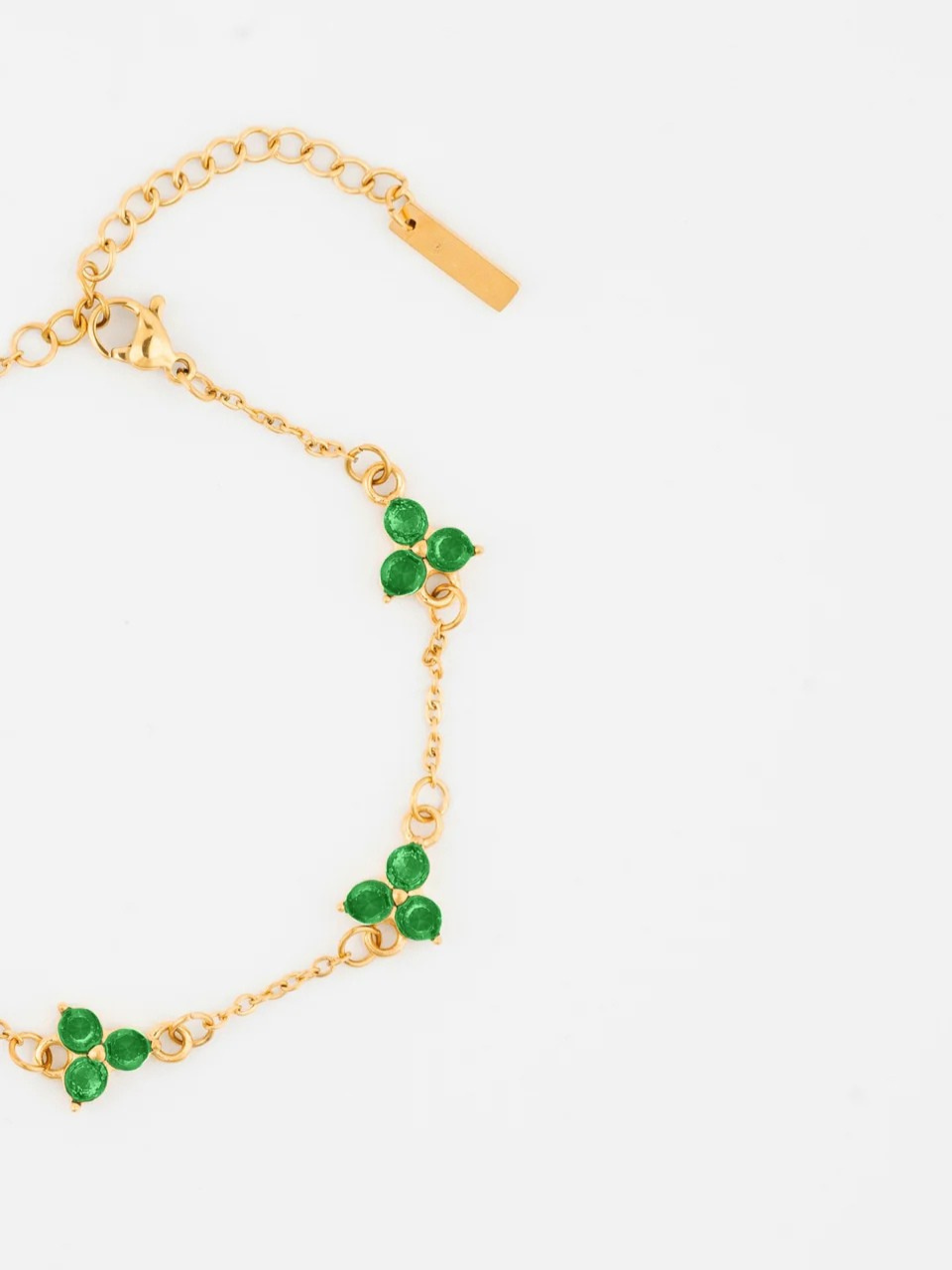 GREEN CLOVER BRACELET | GOLD