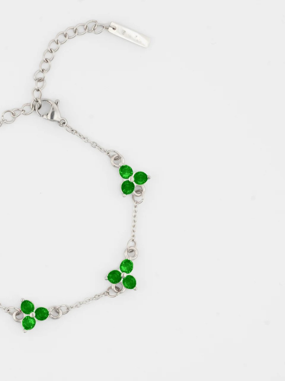 GREEN CLOVER BRACELET | SILVER